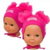 Bavlněná čepička na zavazování Baby Nellys s mašličkami Tutu – tm. růžová, 44 – 48cm