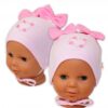 Bavlněná čepička na zavazování Baby Nellys s mašličkami – sv. růžová