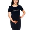 Be MaaMaa Těhotenská, kojící noční košile Heartbeat – granátová, vel. L/XL