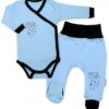 Baby Nellys 2-dílná sada body dl. rukáv + polodupačky, modrá – Baby Little Star, vel. 68