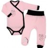 Baby Nellys 2-dílná sada body dl. rukáv + polodupačky, růžová – Baby Little Star, vel. 68