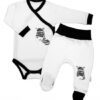 Baby Nellys 2-dílná sada body dl. rukáv + polodupačky, bílá – Zebra