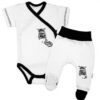 Baby Nellys 2-dílná sada body kr. rukáv + polodupačky, bílá – Zebra, vel. 56