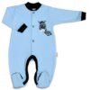 Baby Nellys Bavlněný overálek Zebra – modrý, vel. 80
