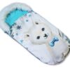 Fusak Baby Nellys Winter Friends Lux velvet s kožešinkou, 105×55 cm – medvíd./tyrkys