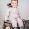 Kombinéza s kapucí a kožíškem Baby Nellys ®prošívaná, bez šlapek – sv. šedá, vel. 80