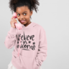 KIDSBEE Krásná dětská dívčí mikina s kapucí Believe in Unicorns – růžová, vel. 146