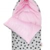 Bavlněný fusak Baby Nellys, minky, Minnie, 45 x 95 cm – šedý/minky růžová
