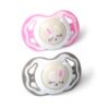 Symetrický dudlík BabyOno, Králíčci – růžová/šedá, 6 – 18 m