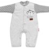 Baby Nellys Bavlněný overálek bez šlapek Monkey – sv. šedý melírek, vel. 68