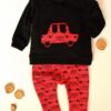 K-Baby Sada triko/mikinka + tepláčky Auto – černá/červená, vel. 74