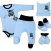 Baby Nellys 5-ti dílná soupravička do porodnice Zebra – modrá