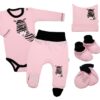 Baby Nellys 5-ti dílná soupravička do porodnice Zebra – růžová, vel. 68