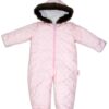 Kombinéza s kapucí a kožíškem Baby Nellys ®prošívaná, bez šlapek, sv. růžová, vel. 92