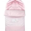 Bavlněný fusak Baby Nellys, velvet s výšivkou, 45 x 95 cm – růžový