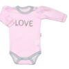 Baby Nellys Body dlouhý rukáv Love – růžové, vel. 74