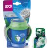 Kouzelný hrneček 360° LOVI 9+, modro/zelený – Králíček, 210ml + sada 2ks dudlíků zdarma