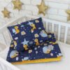 Baby Nellys 2-dílná sada do postýlky Velvet hořčicový, liška a noční obloha