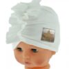 Baby Nellys Jarní/podzimní bavlněná čepice – turban, bílá