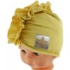 Baby Nellys Jarní/podzimní bavlněná čepice – turban, hořčicová