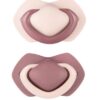 Canpol Babies Sada 2 ks symetrických silikonových dudlíků, 18m+,  PURE COLOR růžová/bordo
