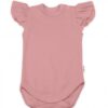 Baby Nellys Bavlněné body Nikolka, krátký rukáv s volánkem – starorůžová, vel. 86