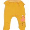 Baby Nellys Bavlněné kojenecké polodupačky, Flamingo s volánkem – hořčicové, vel. 86