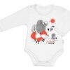 Baby Nellys Bavlněné kojenecké body, dl. rukáv, Fox – bílé, vel. 74