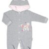 Baby Nellys Teplákový overal Mouse Love – šedá, vel. 80