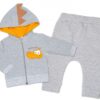 Baby Nellys Tepláková souprava s kapucí, Crocodiles – šedá, hořčicová, vel. 74