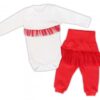 Mamatti 2dílná sada Body dl. rukáv s tutu volánkem, tepláčky s tutu, bílé, červená