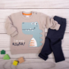 K-Baby Tepláková souprava Dinosaurus – béžová/granát