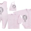 Koala Baby 4-dílná bavlněná soupravička do porodnice Simba – růžová