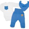 Baby Nellys 3-dílná sada Body dl. rukáv s kapsou, šátek, polodupačky, modrá, bílá, vel. 56