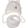 Baby Nellys Zimní kožíšková čepice s šátkem LOVE, šedý vzor, vel. 46/48 cm