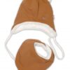 Baby Nellys Zimní kožíšková čepice s šátkem LOVE, medová hořčice, vel. 46/48 cm