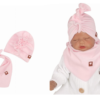Z&Z Stylová dětská jarní/podzimní velurová čepice, turban s šátkem, sv. růžová, 48/52cm