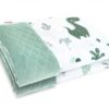 Baby Nellys Oboustranná prošívaná deka Bavlna + Velvet 100x70cm, Dino – mátová