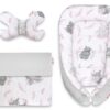 Baby Nellys Sada komplet, oboustranné hnízdečko 55 x 85 cm, LULU natural – růžová