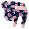 Baby Nellys 2-dílná sada, body dl.rukáv zap. bokem + polodupačky Růže, pudrová/granát