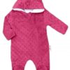 Baby Nellys Kombinézka/overálek MINKY s kapucí a oušky – sytě růžová, vel. 74