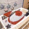 Baby Nellys Sada komplet oboustr. hnízdečko Vafel, 60 x 90 cm – Kostky, cihlová, bílá