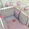 Baby Nellys Sada polštářkový mantinel Vafel s povlečením – starorůžová, šedá
