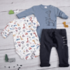 K-Baby 3-dílná sada – 2x body dl. rukáv,tepláčky, Safari žirafka, modrá, bílá, Vel. 74