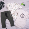 K-Baby 3-dílná sada – 2x body dl. rukáv, tepláčky, Lvíček, béžová, ecru, khaki
