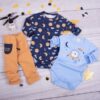 K-Baby 3-dílná sada, 2x body dl. rukáv, tepláčky, Měsíček, modrá, hnědá, vel. 74