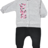 Koala Baby Sada mikinka, zapínání na druky + tepláčky, Hey Girl – sv.šedá/černá, vel. 86