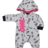 Koala Baby Overálek One, zapínání uprostřed na druky, šedý/růžový nápis, vel. 80