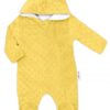 Baby Nellys Kombinézka/overálek MINKY s kapucí a oušky – žlutá