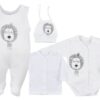 Koala Baby 4-dílná bavlněná soupravička do porodnice Simba – bílá, vel. 62